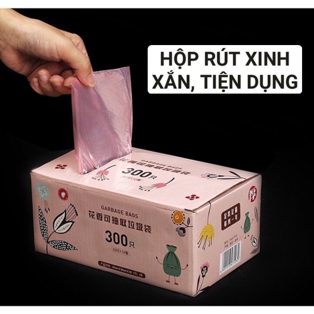 Hộp Rút 300 Túi Đựng Rác Tự Phân Hủy Sinh Học, Khử Mùi Nội Địa Trung