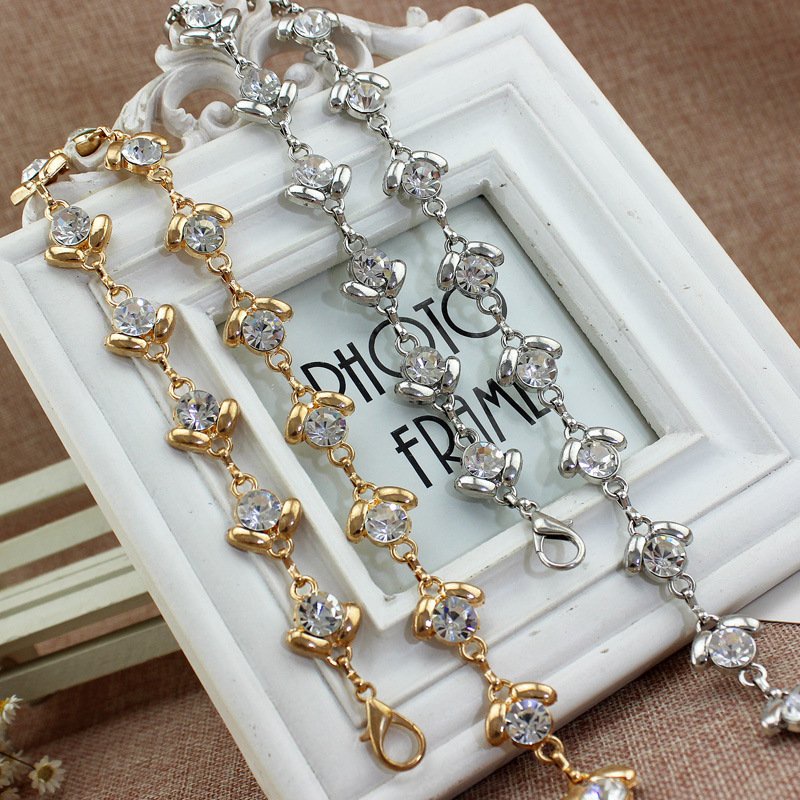 Dây thắt lưng chuỗi móc xích nụ hoa, đai váy móc khóa hợp kim hoa gắn đá