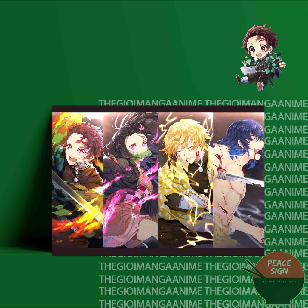 (V01) Tấm Poster anime cao cấp giấy 260gsm Kimetsu no Yaiba Thanh gươm diệt quỷ chibi ảnh đẹp