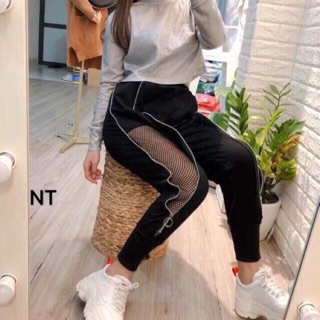 ❌Quần Jogger Nỉ Dây Kéo Phối Lưới