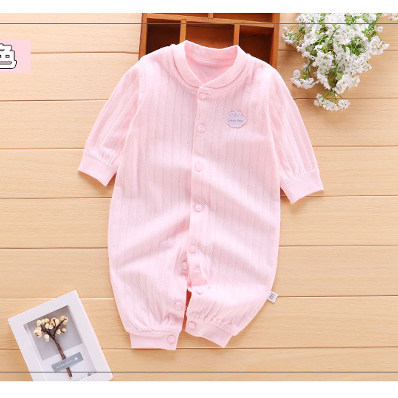 Body Liền Thân Dài Tay Cho Bé Trai Bé Gái 3-14kg, Đơn Màu Chất Cotton BD20