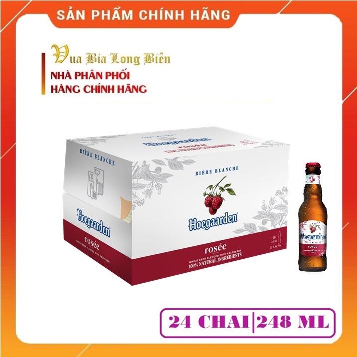 Bia HOEGAARDEN ROSEE (Rosée) - Tinh hoa bia Bỉ ngọt ngào, Nồng độ cồn 3%, Thùng tiêu chuẩn 24 chai x 248ml