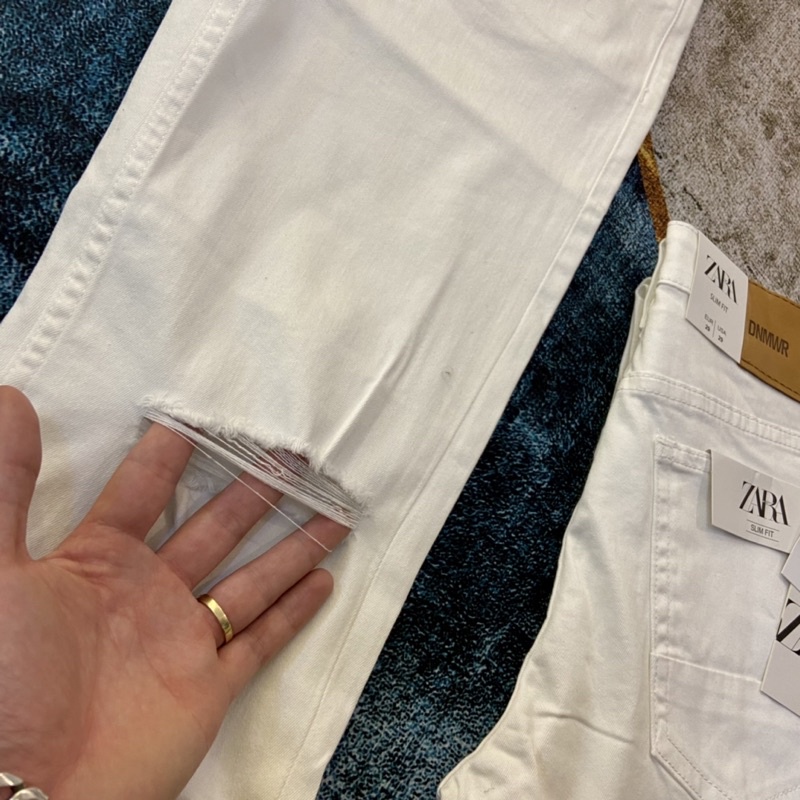 Quần jean nam cao cấp màu trắng ZA.RA thời trang form skinny mẫu mới