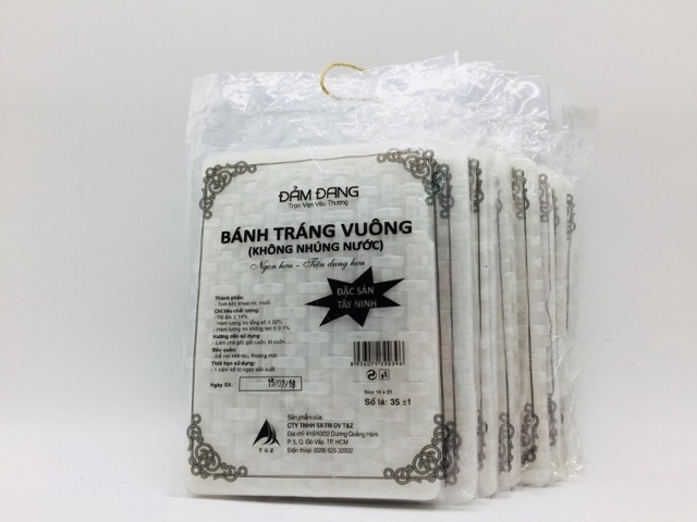 Bánh tráng vuông không nhúng nước Đảm Đang xấp 35 bánh