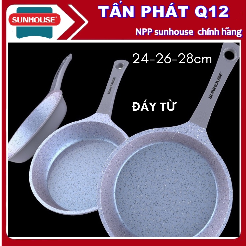 Chảo đúc siêu bền VÂN ĐÁ ĐÁY TỪ sunhouse SHG1126MMA