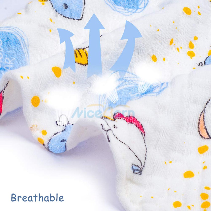 Set 5 yếm ăn 100% Cotton mềm mại thấm hút tốt 6 lớp cho bé