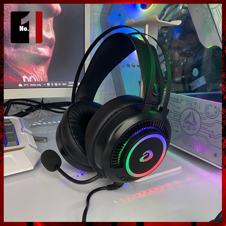 Tai Nghe Nhạc Headphone Gaming Chụp Tai Có Dây DareU EH416 Led RGB Tai Nghe Game Thủ Có Mic Máy Vi Tính Laptop Pc