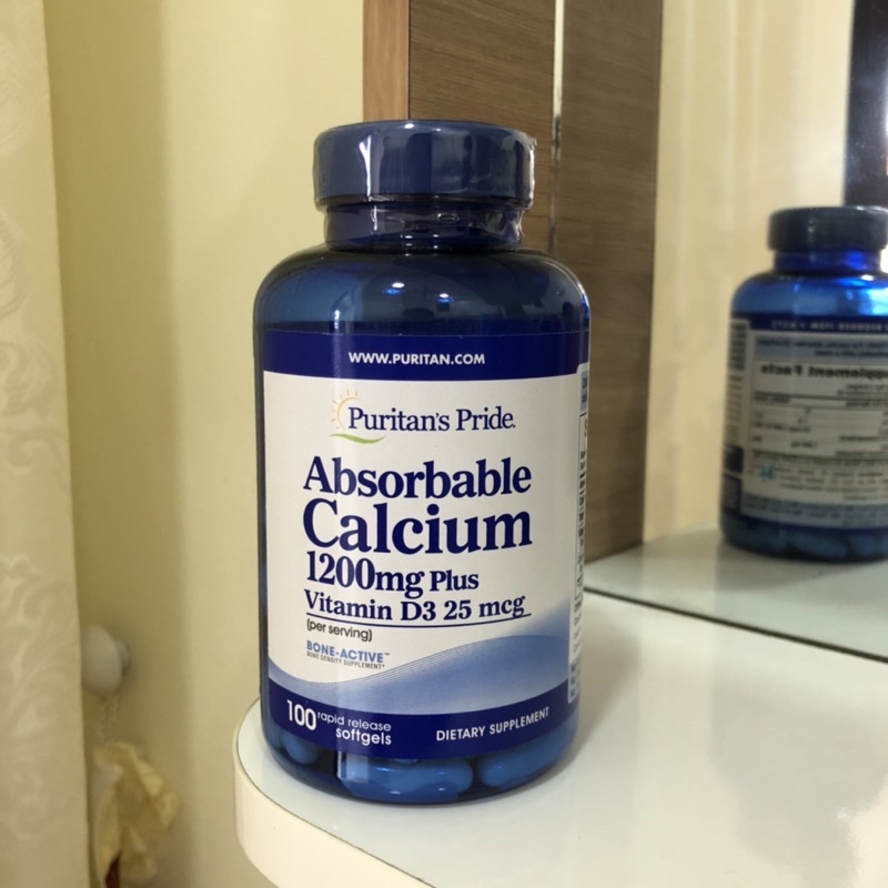 Viên uống canxi ngừa loãng xương Absorbable Calcium magnesium 1200mg Puritan's Pride