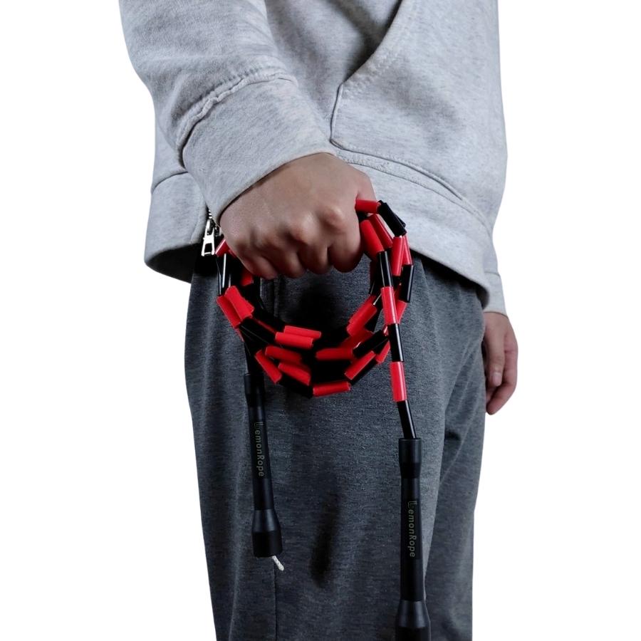 Dây nhảy Beaded, chuỗi hạt,  Dây nhảy thể dục - LemonRope Skill - Chất liệu Nhựa cao cấp, Siêu bền - Màu Đen Đỏ