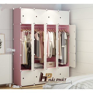 Tủ nhựa lắp ghép đa năng 20 ô sâu 47cm cánh trắng tinh