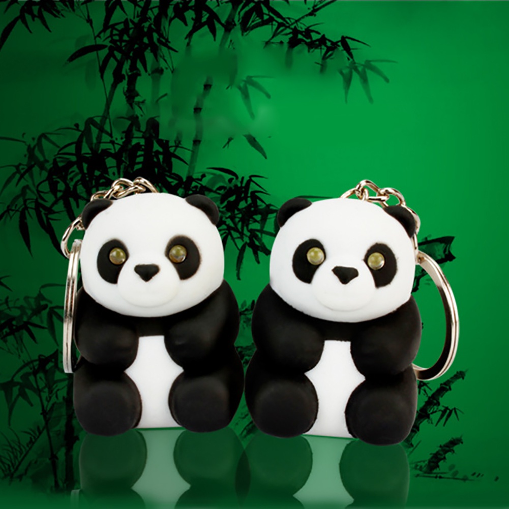 Móc Khóa Hình Gấu Trúc Có Đèn LED Dễ Thương