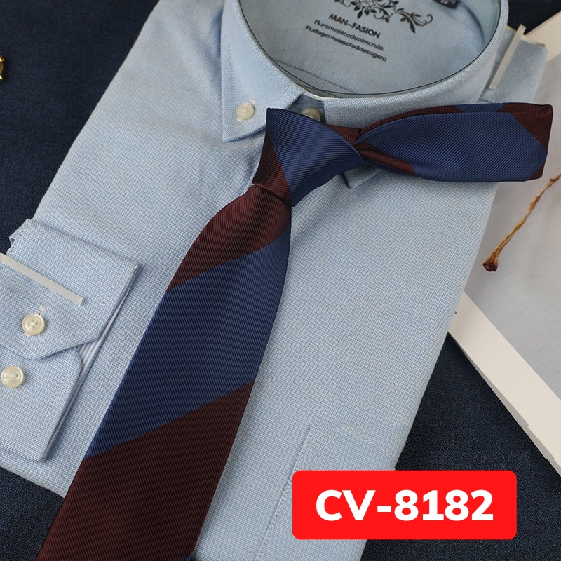 Cavat Nam màu đỏ đậm bản to 8cm cao cấp thời trang, Cà vạt công sở, Cravat chú rể, Calavat dự tiệc CV-8182
