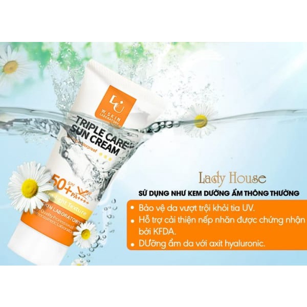 ✔️ CHÍNH HÃNG WSKIN - KEM CHỐNG NẮNG TRIPLE CARE SUN CREAM SPF50+/PA++++ 60G