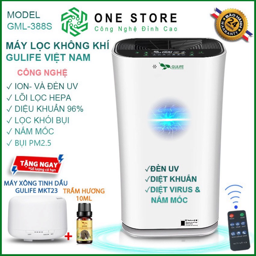 Máy Lọc Không Khí LIFECARE Bộ Lọc HEPA, Diệt Khuẩn UV, Lọc Bụi Mịn PM2.5 Khử Pormaldehyd-GML-388S