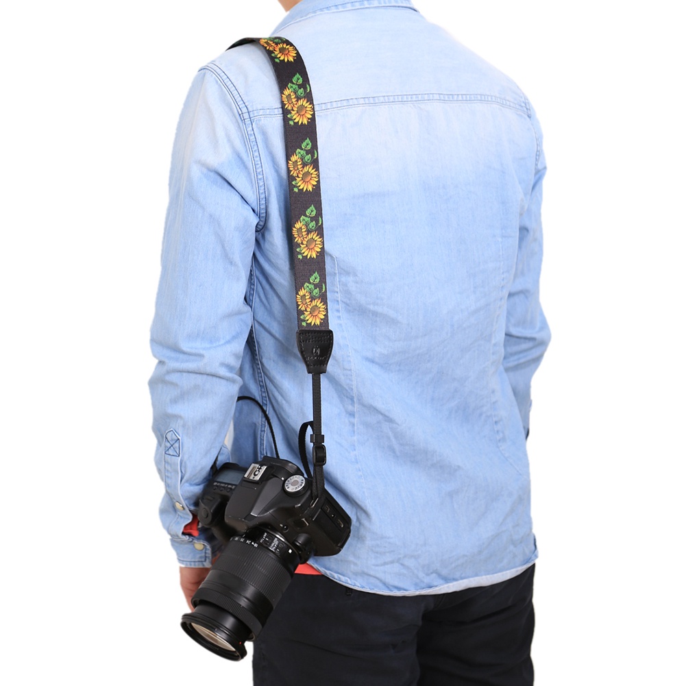 Dây đeo cổ họa tiết hoa hướng dương cho máy ảnh SLR/DSLR Canon Pentax Sony