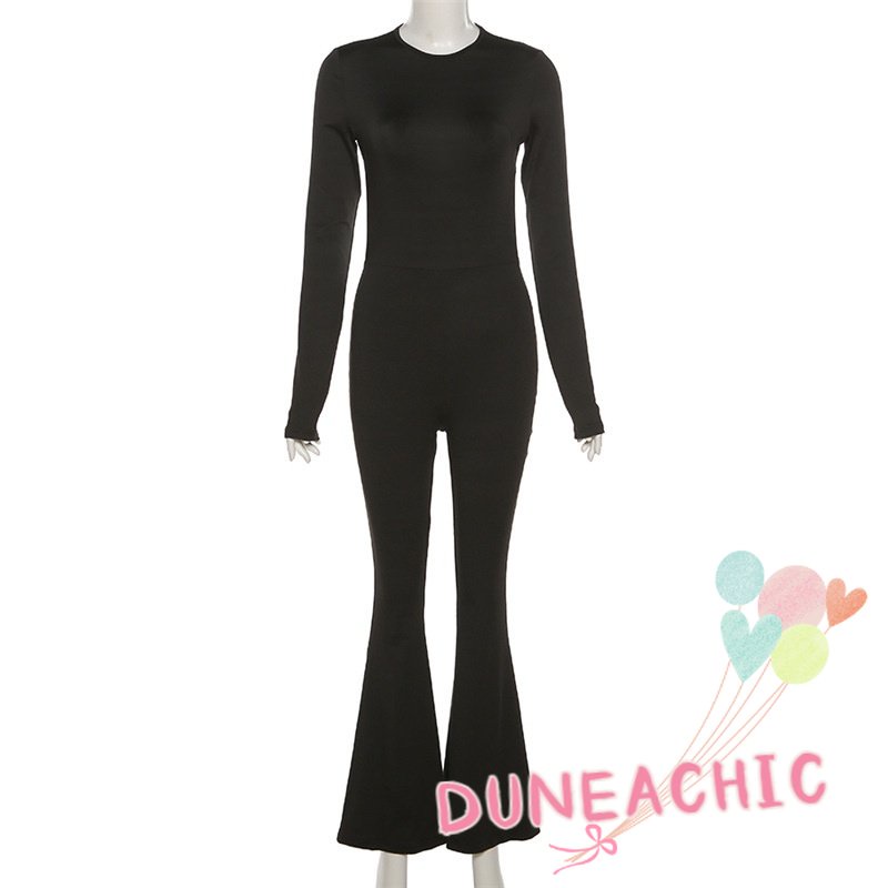 DUNEA Áo liền quần Dài Tay Hở Lưng Gợi Cảm Dành Cho Nữ