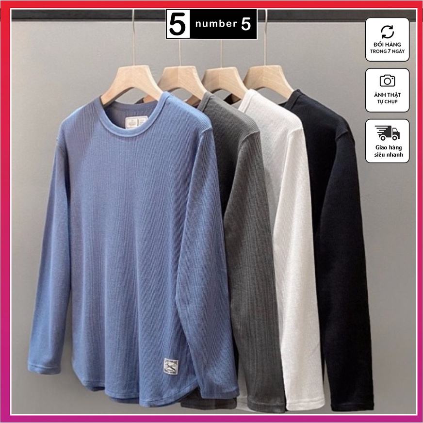 Áo Thun Nam Tay Dài, Áo Phông Nam Trơn Cổ Tròn Dài Tay Cotton Tổ Ong [DTO]