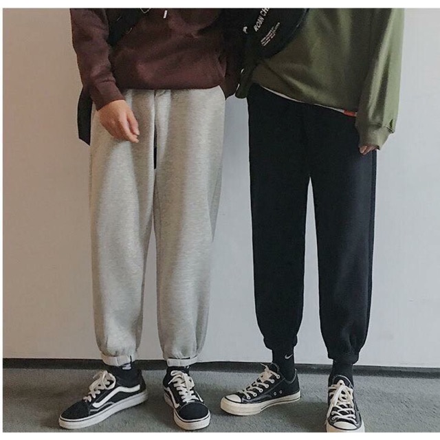 Quần jogger ống rộng  unisex Bó Chun  basic track pants nam nữ oversize