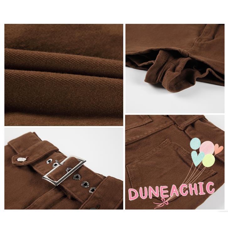 DUNEA Set Áo polo Ngắn Tay Và Chân Váy Lưng Cao Vintage Cho Nữ