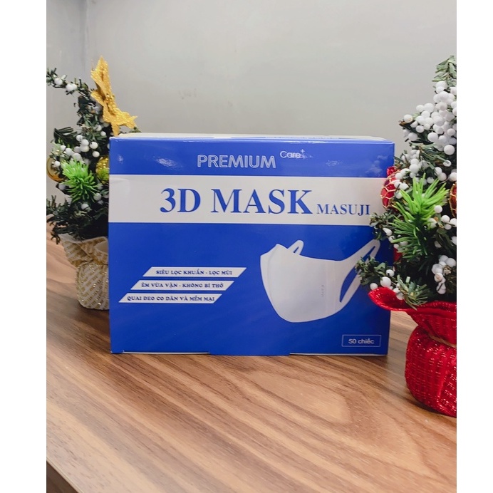 Hộp 50C Khẩu Trang 3D Mask Masuji Xuân Lai Công nghệ Nhật Lọc khuẩn Lọc Mùi Êm Mềm Mại
