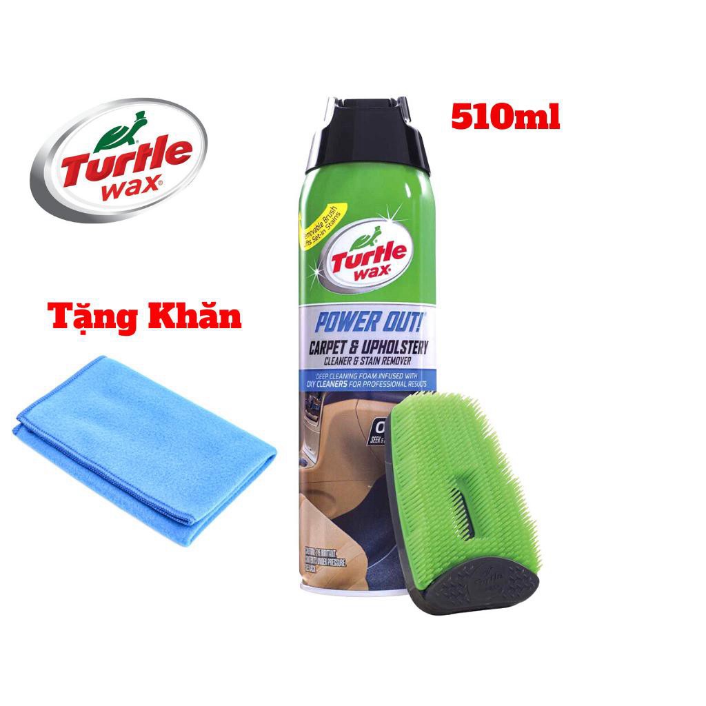 Chai Xịt Tẩy Nệm Da Nỉ Taplo Turtle wax POWER OUT 510ml Tặng Khăn