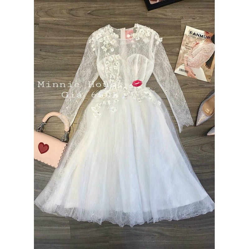 ẢNH THẬT NHÉ KHÁCH -ĐẦM XOÈ REN MI ĐÍNH ĐÁ