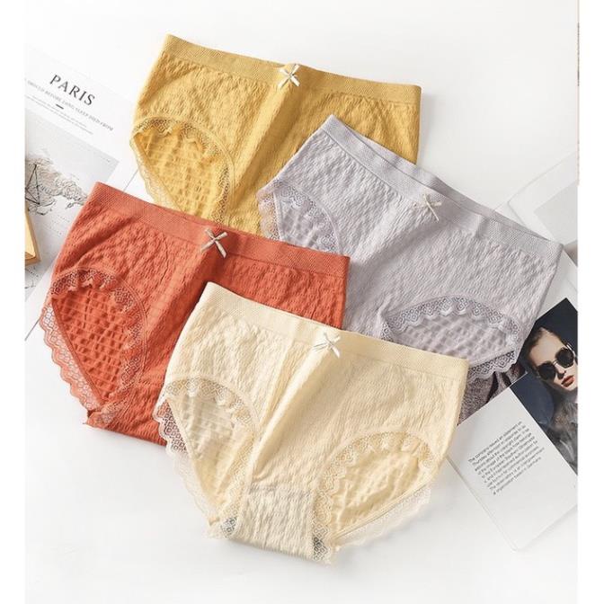 Quần Lót Nữ Cotton Kiểu Chip Nhăn Độc Đáo Cạp Đính Nơ Co Giãn 4 Chiều 5566 - LADY