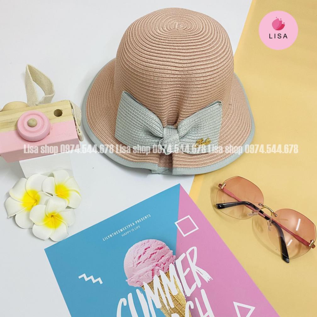 [HÀNG CAO CẤP-FREESHIP] Mũ đi biển, nón đi biển chất liệu vải thoáng mát, đính nơ sau phong cách Vintage cho nữ Lisa,M27