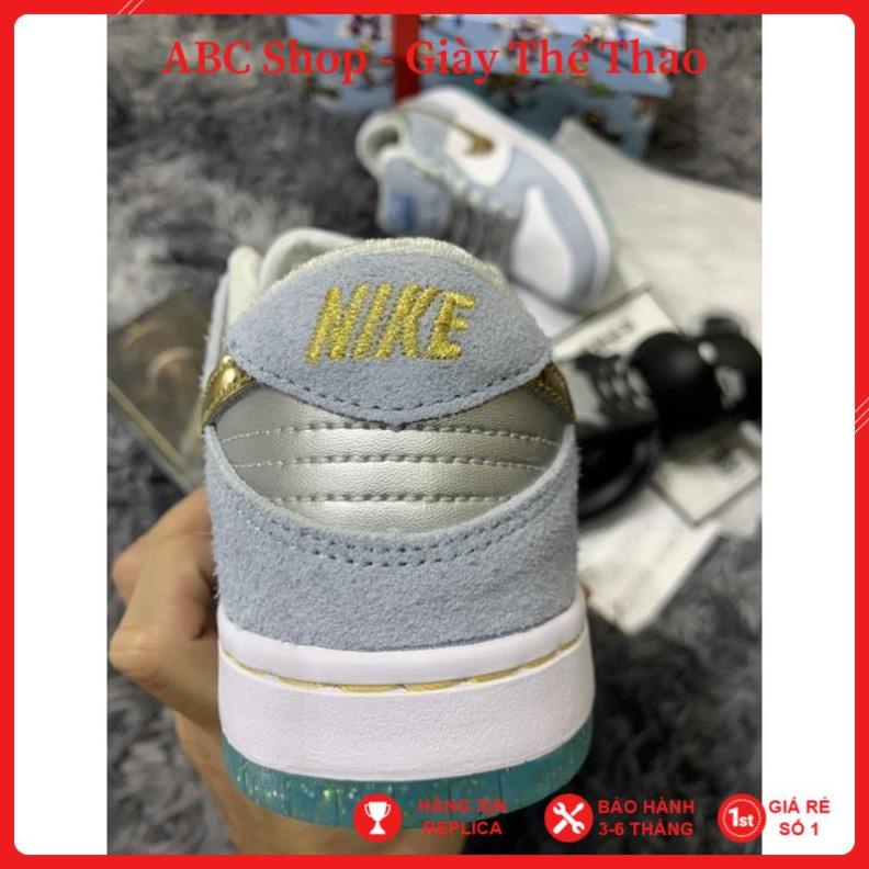 [FreeShip+ Hàng Xịn] Giầy thể thao SB Dunk Clean Silver xanh trắng noel, Giày SB xám xanh nhạt thấp cổ