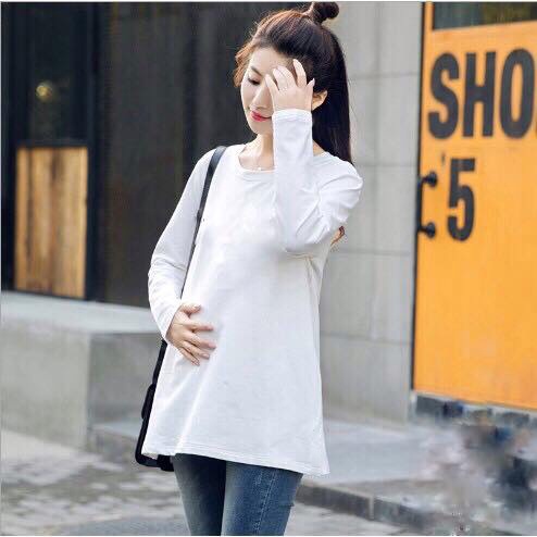 Áo phông bầu dài tay form rộng chất cotton | size M (42-57kg)/ L (58-70kg)