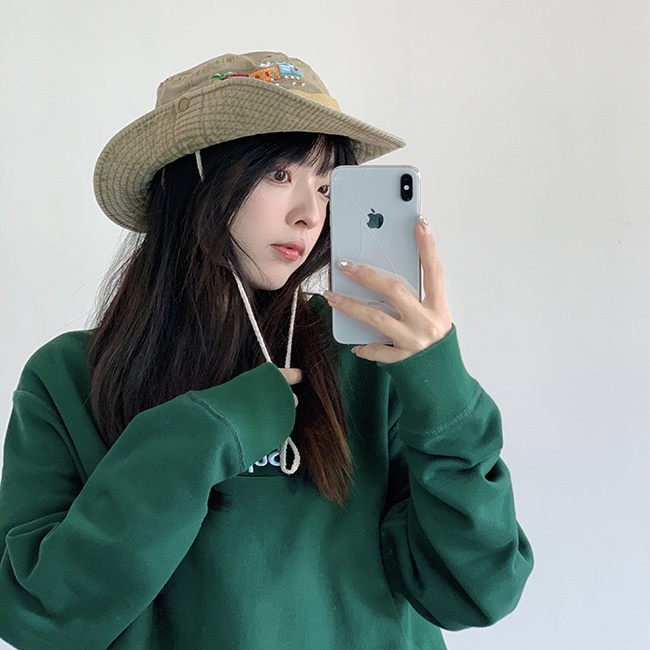 Nón Vành Họa Tiết Thêu Dễ Thương Phong Cách Cao Bồi Cho Nữ