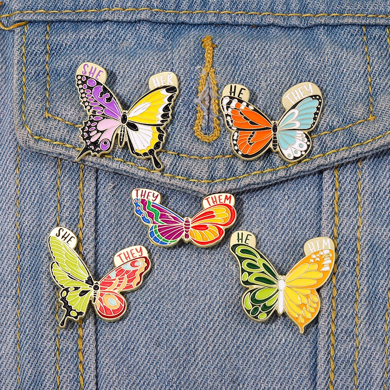 Ghim Cài Áo Hình Chữ She / Her They / Them Động Vật / Bướm / Trái Tim Phong Cách Punk