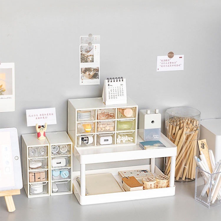 Jiugongge Storage Box Desktop Drawer Storage Box Mini Pocket Storage Box Cute Dormitory Storage Rack Contact Lens Daily Disposable Storage Box Cotton Swab Storage Box Four Palaces