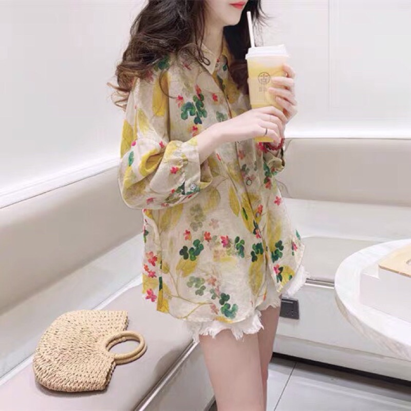 Áo Sơ Mi Hoa Vintage Tay Lỡ