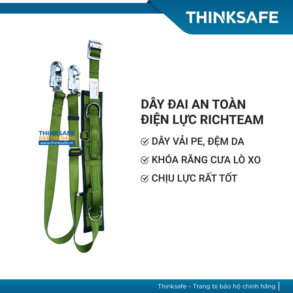 Dây đai an toàn quàng trụ điện lực Richteam Dây bảo hộ khi làm việc trên cao - THINKSAFE