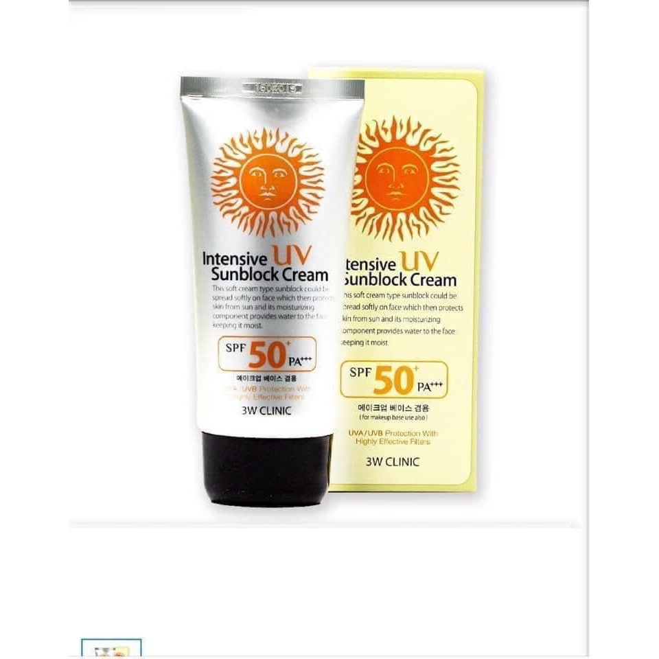 Kem chống nắng 3W Clinic Intensive UV Sunblock Cream Hàn Quốc SPF 50 PA+++ 70ml