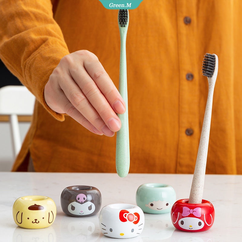 SANRIO Giá Đỡ Bàn Chải Đánh Răng Đáy Gốm Hình Bánh Donut Mới Dùng Trong Nhà Tắm