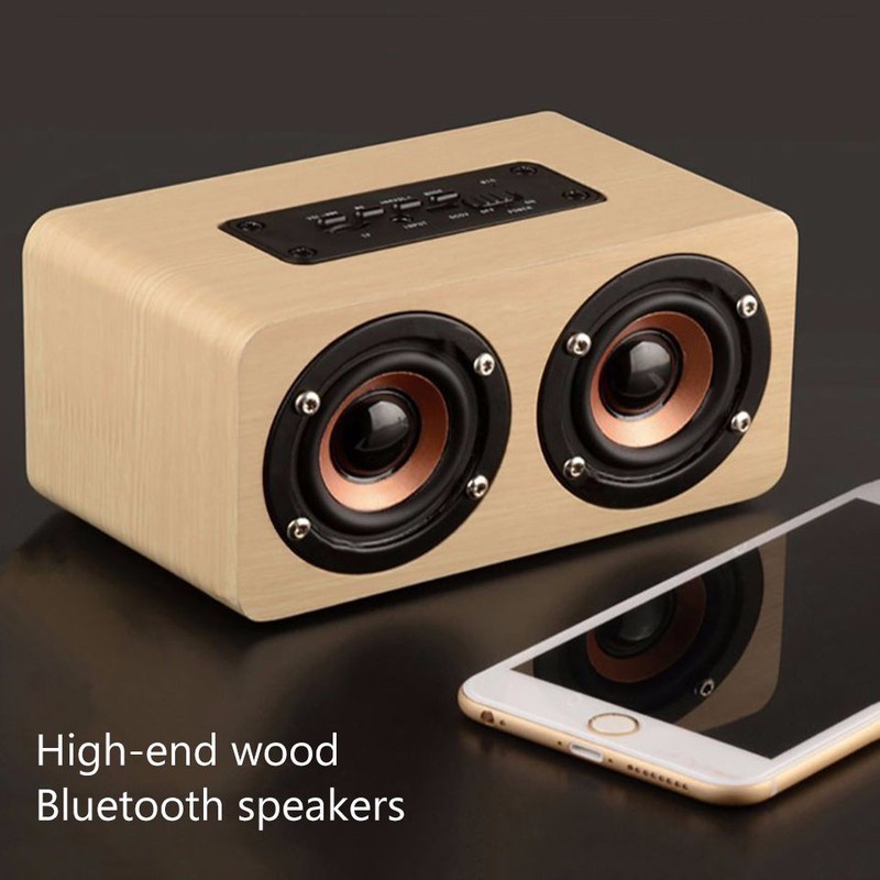 [Nhập Khẩu] Loa gỗ Super Bass Vi tính -Loa bluetooth âm thanh nổi HIFI Stereo speaker W5 -dc2179