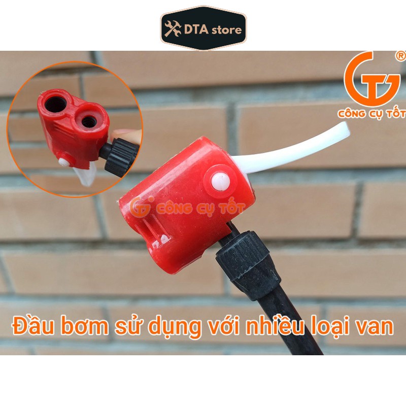 Bơm tay xe đạp - xe máy loại ống to màu đỏ