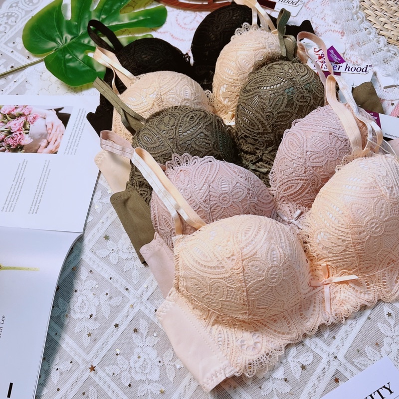Áo Lót Nữ ren thái lan không Gọng siêu nâng độn dày 4CM - mút mềm thông hơi, tạo khe, nâng ngực cực đẹp