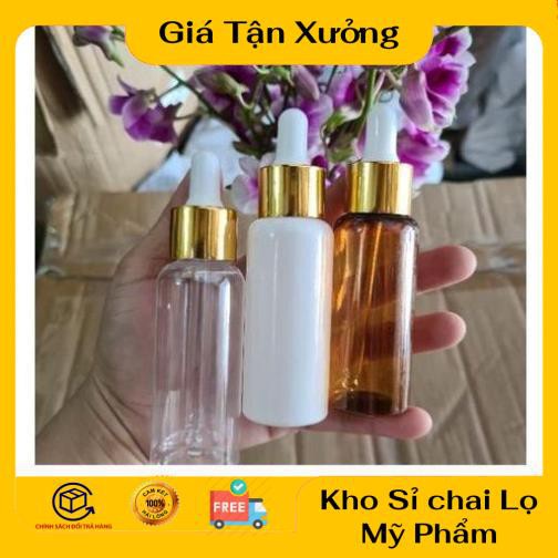 Lọ Chiết Serum ❤ TRÙM SỈ ❤ [30ml,50ml,100ml] Chai nhựa pet đựng tinh dầu bóp giọt Khoen vàng chiết mỹ phẩm .