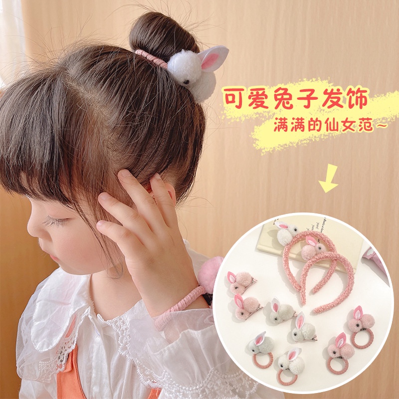 Băng Đô Cài Tóc Hình Thỏ Dễ Thương Phong Cách Hàn Quốc Cho Bé Gái