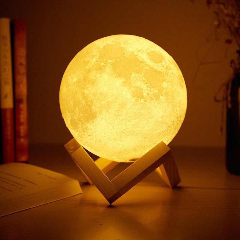 Đèn Ngủ Mặt Trăng Moon Light 3D Cảm Ứng 3, 7, 16 Màu.