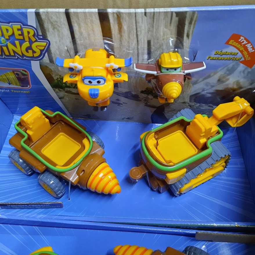 Đồ chơi super wings đội bay siêu đẳng gồm 2 xe thiết bị khoan lòng đất nhân vật Todd vui vẻ và Donnie đồ chơi trẻ em