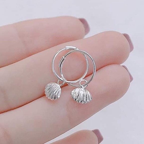 Khuyên tai bạc Khuyên tròn tua nhỏ xinh cho bé
