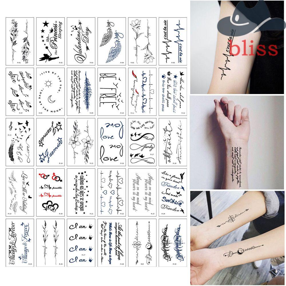 Bộ 30 Hình Xăm Dán Tạm Thời Họa Tiết Chữ Cái Tiếng Anh Dành Cho Nam Và Nữ