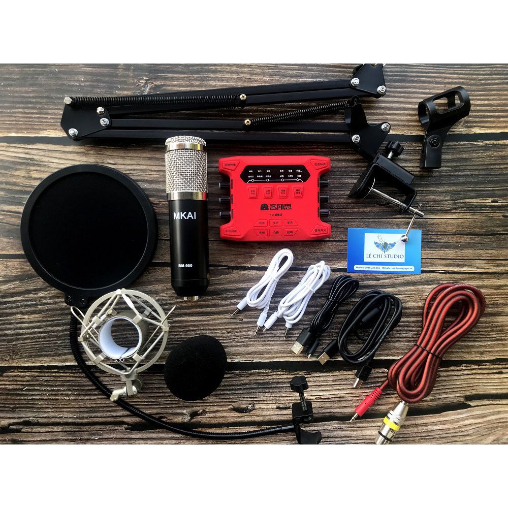 Combo Mic MKAI BM900 Kèm Soundcard XOX K10 2018