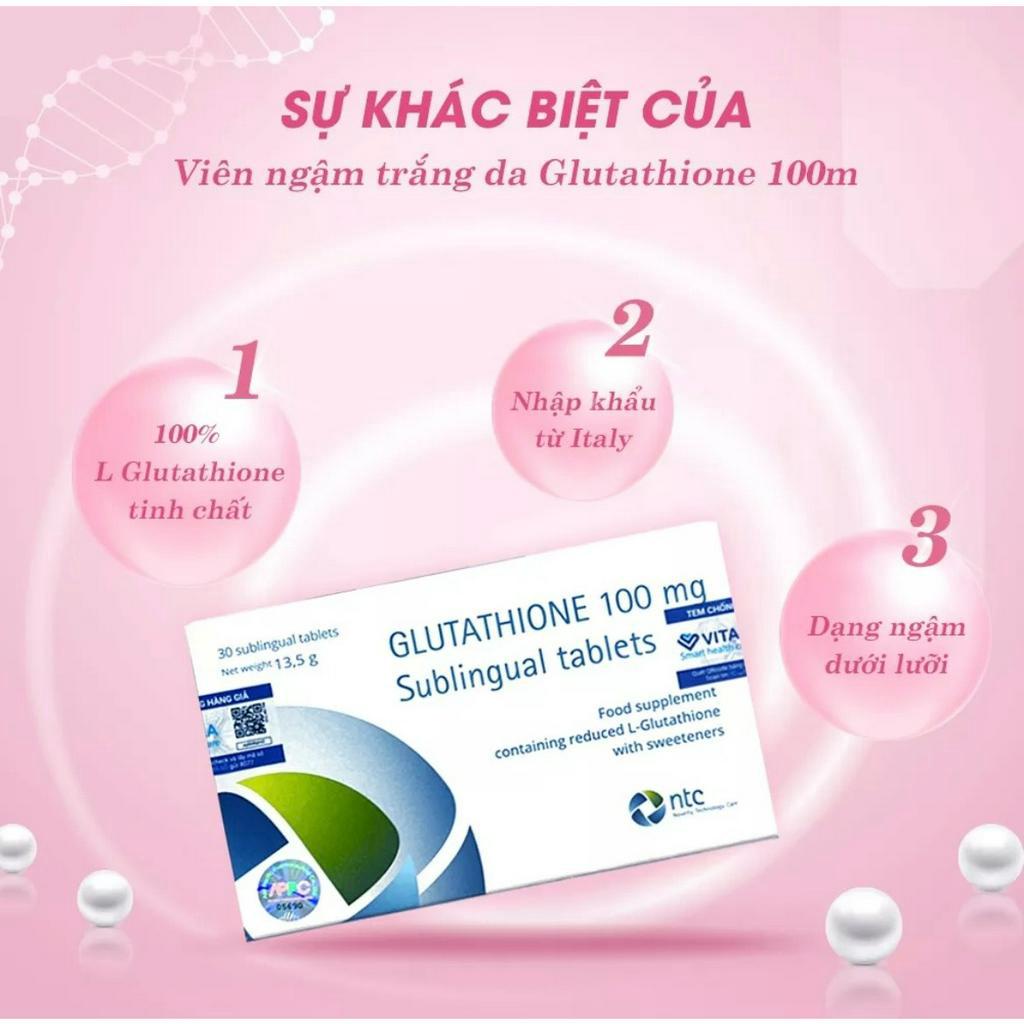 Viên Ngậm Trắng Da Dưới Lưỡi Glutathione 100mg Nhập Khẩu Italy (Hộp 30 viên) | BigBuy360 - bigbuy360.vn