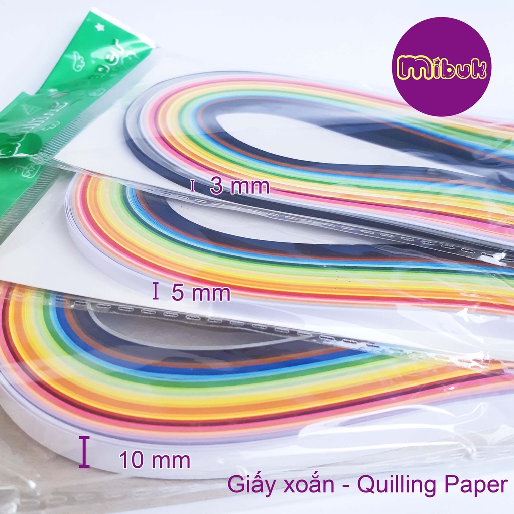 Giấy xoắn Quiling Paper 33 màu rộng 3mm, 5mm, 10mm Art Wood Card & Gifts