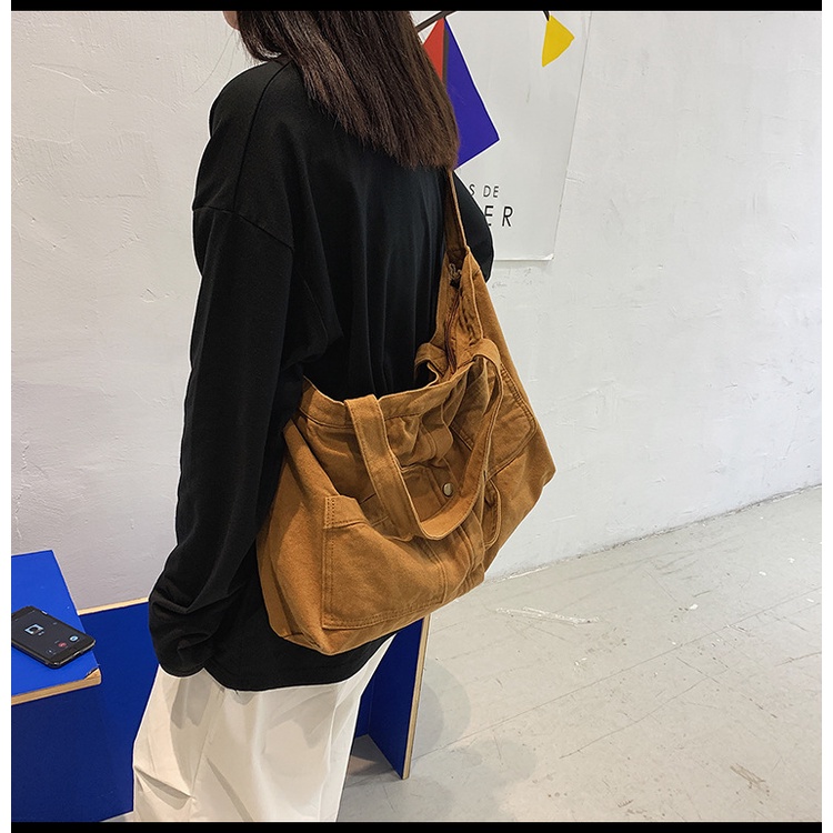 Túi tote/ đeo chéo vải canvas trendy hình túi quần